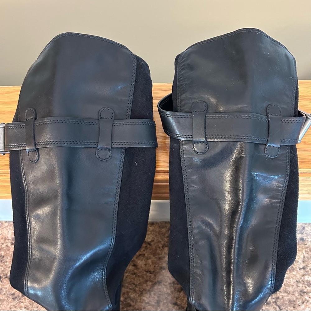 Cole Haan Whitley NikeAir Black Leather Pull-on Knee High Riding Boots Size 7 - Picture 13 of 16